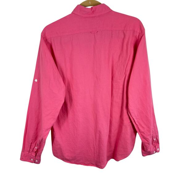 Express Linen Cotton Pink Long Sleeve Collared Button Up Shirt Men's Size L - Picture 2 of 7